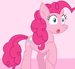 Size: 882x808 | Tagged: safe, artist:cmara, derpibooru import, pinkie pie, earth pony, pony, g4, pink background, simple background, solo