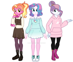 Size: 1280x1079 | Tagged: safe, artist:hate-love12, derpibooru import, luster dawn, potion nova, princess flurry heart, human, equestria girls, g4.5, alternate hairstyle, boots, clothes, converse, deviantart watermark, equestria girls-ified, female, g4.5 to equestria girls, g4.5 to g4, generation leap, hoodie, leggings, obtrusive watermark, older, older flurry heart, open mouth, overwatch, shoes, simple background, skirt, socks, sweater, transparent background, trio, trio female, watermark