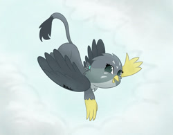 Size: 640x498 | Tagged: safe, artist:tkshoelace, derpibooru import, gabby, griffon, g4, countershading, female, flying, solo, waving