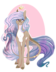 Size: 1280x1642 | Tagged: safe, artist:pixelberrry, derpibooru import, oc, oc:cosmic queen, earth pony, pony, countershading, crown, female, jewelry, mare, regalia, solo