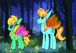 Size: 1414x1000 | Tagged: safe, artist:zetikoopa, derpibooru import, flutter pony, g4, butterfly wings, female, male, mare, stallion, wings