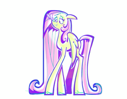 Size: 747x583 | Tagged: safe, artist:yl0w, derpibooru import, part of a set, fluttershy, butterfly, pegasus, pony, g4, butterfly on nose, colored hooves, ear fluff, ears, eyelashes, female, insect on nose, lanky, lidded eyes, limited palette, long legs, long mane, long tail, mare, pink mane, pink tail, simple background, simple backgrund, skinny, small wings, smiling, solo, standing, tail, tall, tallershy, thin, two toned mane, two toned tail, unshorn fetlocks, white background, wings, wings down