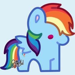 Size: 828x828 | Tagged: safe, artist:critterfulco, derpibooru import, rainbow dash, pegasus, pony, chibi, female, solo