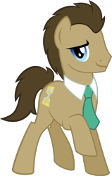 Size: 1500x2359 | Tagged: safe, artist:catachromatic, artist:parclytaxel, derpibooru import, doctor whooves, earth pony, pony, .svg available, lidded eyes, male, necktie, raised hoof, raised leg, simple background, smiling, solo, stallion, svg, transparent background, vector, vector trace