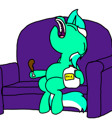 Size: 3023x3351 | Tagged: safe, artist:professorventurer, derpibooru import, lyra heartstrings, unicorn, belly, eating, female, food, horn, mare, meat, meme, phineas and ferb, ponies eating meat, simple background, sitting, sitting lyra, sleeping, snoring, sofa, solo, white background