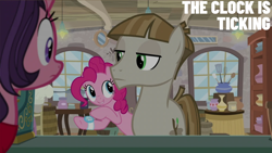 Size: 2000x1125 | Tagged: safe, derpibooru import, edit, edited screencap, editor:quoterific, screencap, mudbriar, pinkie pie, the maud couple, shop, watch