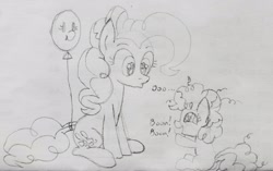 Size: 2570x1610 | Tagged: safe, artist:legendoflink, derpibooru import, pinkie pie, earth pony, pony, balloon, duo, duo female, female, filly, filly pinkie pie, foal, traditional art, younger