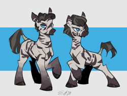 Size: 2000x1500 | Tagged: safe, artist:egil, derpibooru import, oc, oc only, zebra, duo, duo male and female, female, male, scar, siblings