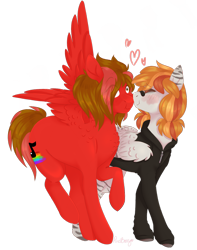 Size: 1280x1622 | Tagged: safe, artist:pixelberrry, derpibooru import, oc, oc only, pegasus, pony, clothes, female, hoodie, kissing, mare, simple background, transparent background