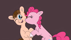 Size: 828x469 | Tagged: safe, artist:thebronypony123, derpibooru import, pinkie pie, oc, oc:braden, earth pony, pony, g4, female, kissing, male, solo