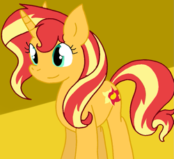 Size: 877x799 | Tagged: safe, artist:cmara, derpibooru import, sunset shimmer, pony, unicorn, g4, female, horn, smiling, solo