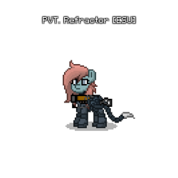 Size: 400x400 | Tagged: safe, derpibooru import, oc, oc only, oc:glass refractor, pegasus, pony, fallout equestria, armor, ashes town, enclave, enclave armor, fallout, laser rifle, pegasus oc, pony town, power armor, simple background, solo, transparent background