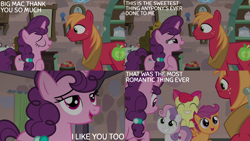 Size: 2000x1125 | Tagged: safe, derpibooru import, edit, edited screencap, editor:quoterific, screencap, apple bloom, big macintosh, scootaloo, sugar belle, sweetie belle, g4, hard to say anything, cutie mark crusaders