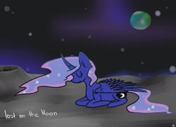 Size: 1280x926 | Tagged: safe, artist:ferafel, derpibooru import, princess luna, alicorn, pony, g4, earth, moon, solo