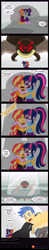 Size: 2293x11684 | Tagged: safe, artist:niban-destikim, derpibooru import, flash sentry, sci-twi, sunset shimmer, twilight sparkle, human, spider, comic:the shrinking project, equestria girls, g4, barefoot, crying, emanata, eyes closed, feet, glass, hug, micro, open mouth, shadow, shrunk