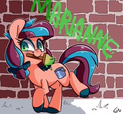 Size: 2200x2036 | Tagged: source needed, safe, artist:lou, derpibooru import, oc, oc only, pony, female, graffiti, mare