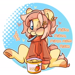 Size: 1928x1936 | Tagged: source needed, safe, artist:lou, derpibooru import, oc, oc only, pony, female, food, ice cream, mare