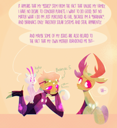 Size: 2048x2248 | Tagged: safe, artist:sockiepuppetry, derpibooru import, thorax, changedling, changeling, brainiac 5, crossover, dc comics, dialogue, high res, king thorax, male, speech bubble