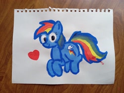 Size: 4160x3120 | Tagged: safe, artist:dhm, derpibooru import, rainbow dash, pony, acrylic painting, heart, looking at you, solo, traditional art