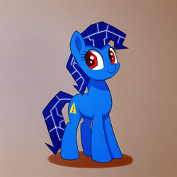 Size: 1024x1024 | Tagged: safe, ai content, derpibooru import, generator:pony diffusion v6 xl, generator:stable diffusion, machine learning generated, oc, oc only, oc:bluescreen pony, original species, pony, blue screen of death, cute, gradient background, lora model, prompter:jasmindreasond, smiling, solo