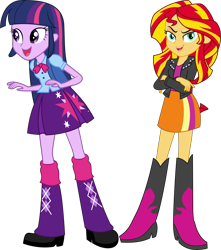 Size: 6682x7573 | Tagged: safe, derpibooru import, sunset shimmer, twilight sparkle, twilight sparkle (alicorn), alicorn, equestria girls, g4, my little pony equestria girls, simple background, transparent background, vector