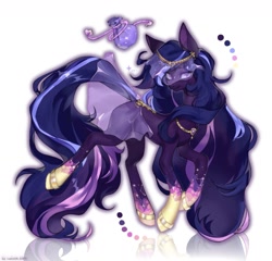 Size: 1272x1220 | Tagged: safe, artist:nev1ca, derpibooru import, oc, oc only, earth pony, pony, coat markings, color palette, colored, concave belly, dark coat, earth pony oc, head turn, hoof ring, hooves, jewelry, long mane, long tail, necklace, reference sheet, shading, slender, socks (coat marking), solo, tail, tall, thin