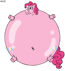 Size: 1493x1620 | Tagged: safe, artist:mario-felix17, derpibooru import, pinkie pie, earth pony, female, inflation, simple background, solo, white background