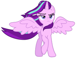 Size: 1680x1261 | Tagged: safe, derpibooru import, edit, editor:puroperopony, starlight glimmer, alicorn, pony, g4, alicornified, female, frown, mare, race swap, raised hoof, raised leg, simple background, solo, spread wings, starlicorn, transparent background, vector, vector edit, windswept mane, wings, xk-class end-of-the-world scenario