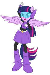 Size: 2000x3000 | Tagged: safe, artist:floralisole, artist:sugar-loop, artist:user15432, derpibooru import, edit, twilight sparkle, twilight sparkle (alicorn), alicorn, human, equestria girls, belt, boots, clothes, gloves, high heel boots, looking at you, mask, masked, open mouth, open smile, pegasus wings, ponied up, princess peach showtime, shoes, simple background, smiling, superhero, superhero costume, transparent background, vector, vector edit, wings