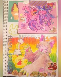 Size: 640x800 | Tagged: safe, artist:larvaecandy, derpibooru import, pinkie pie, rainbow dash, twilight sparkle, unicorn twilight, earth pony, pegasus, pony, unicorn, g4, colored pencil drawing, colored sketch, female, group, horn, lying down, mare, marker drawing, profile, prone, quartet, raised hoof, raised leg, sketch, sketch dump, smiling, spread wings, standing, sticker, traditional art, wingding eyes, wings