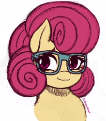 Size: 1791x2048 | Tagged: safe, artist:artmorheart, derpibooru import, posey shy, pegasus, pony, g4, colored sketch, cute, female, glasses, mare, posey shyabetes, simple background, sketch, smiling, solo, white background