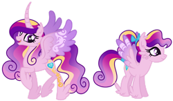 Size: 1280x750 | Tagged: safe, artist:monochrome-sunsets, derpibooru import, princess cadance, pegasus, pony, g4, alternate design, curved horn, feathered fetlocks, horn, pegasus cadance, simple background, transparent background