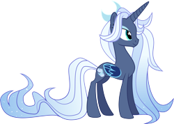 Size: 11268x8027 | Tagged: safe, artist:shootingstarsentry, derpibooru import, oc, oc:constella, alicorn, pony, absurd resolution, closed mouth, colored wings, concave belly, ethereal mane, eyeshadow, female, folded wings, gradient mane, gradient tail, long mane, long tail, makeup, mare, next generation, offspring, parent:princess luna, parent:stygian, parents:styuna, simple background, slender, smiling, solo, standing, starry mane, starry tail, tail, teal eyes, thin, transparent background, wings