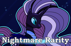 Size: 1589x1021 | Tagged: safe, artist:objectyu, derpibooru import, nightmare rarity, pony, art pack:nightmareyu, g4, label, solo