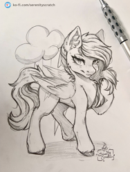 Size: 3024x4032 | Tagged: safe, artist:serenity, derpibooru import, rainbow dash, pegasus, pony, chest fluff, cutie mark, cutie mark background, ear fluff, ears, female, fluffy, grayscale, hair, hooves, mare, monochrome, pencil, pencil drawing, pose, solo, traditional art, unshorn fetlocks