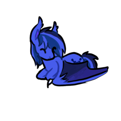 Size: 416x416 | Tagged: safe, artist:lovelock, derpibooru import, oc, oc only, oc:guard cobalt flash, bat pony, bat pony oc, commission, happy, simple background, sleeping, smol, solo, transparent background, ych result