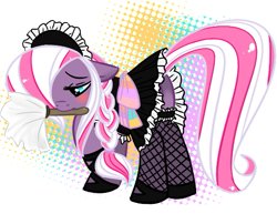 Size: 525x425 | Tagged: artist needed, safe, derpibooru import, oc, oc only, oc:northern lights, pegasus, blushing, clothes, duster, french maid, maid, pegasus oc, simple background, solo, white background