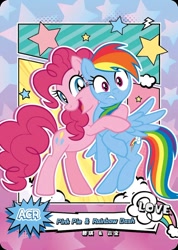 Size: 850x1191 | Tagged: safe, derpibooru import, pinkie pie, rainbow dash, series:卡游友谊绘影, card, chinese, comic style, hug, kayou, merchandise, official, text