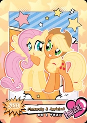Size: 850x1191 | Tagged: safe, derpibooru import, applejack, fluttershy, series:卡游友谊绘影, card, chinese, comic style, kayou, merchandise, official, text