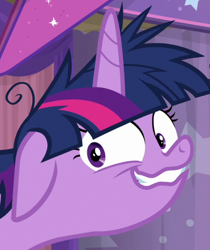 Size: 846x1008 | Tagged: safe, derpibooru import, screencap, twilight sparkle, twilight sparkle (alicorn), alicorn, pony, a trivial pursuit, g4, season 9, crazy face, crazy smile, cropped, ears, faic, female, floppy ears, mare, messy mane, solo, twilight snapple, twilight sparkle is best facemaker, twilighting, twilynanas, wavy mouth