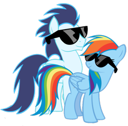 Size: 801x790 | Tagged: safe, artist:rainbowdash038, derpibooru import, rainbow dash, soarin', pegasus, pony, female, glasses, male, mare, shipping, simple background, soarindash, stallion, straight, transparent background