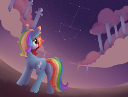 Size: 2484x1892 | Tagged: safe, artist:dusthiel, derpibooru import, oc, oc only, oc:rainbow palette, earth pony, pony, constellation, female, mare, solo