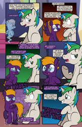 Size: 1920x2948 | Tagged: safe, artist:alexdti, derpibooru import, oc, oc:purple creativity, oc:star logic, ghost, pegasus, pony, undead, unicorn, comic:quest for friendship retold, blushing, horn, scrunchy face