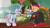 Size: 1280x720 | Tagged: safe, derpibooru import, edit, edited screencap, screencap, mistmane, sable spirit, pony, unicorn, campfire tales, g4, clothes, curved horn, duo, ears, empress sable spirit, female, floppy ears, hoof on chest, horn, mare, open mouth, smiling, touched, young sable spirit