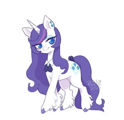 Size: 750x727 | Tagged: safe, artist:paichitaron, derpibooru import, part of a set, rarity, pony, unicorn, g4, alternate hairstyle, beauty mark, bow, colored pinnae, ear piercing, earring, ears, female, fetlock tuft, floppy ears, horn, jewelry, lapel, leg fluff, long feather, long legs, long mane, long tail, mare, neck bow, outline, piercing, redesign, signature, simple background, smiling, solo, sparkly eyes, tail, tail bow, thin legs, tied tail, transparent background, two toned mane, watermark, wingding eyes
