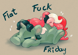 Size: 4911x3473 | Tagged: safe, artist:cutepencilcase, derpibooru import, fizzy, pony, unicorn, g1, eyes closed, flat fuck friday, horn, lying down, onomatopoeia, prone, solo, sound effects, sploot, vulgar, zzz