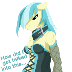 Size: 1275x1280 | Tagged: safe, artist:florecentmoo, derpibooru import, oc, oc:misty wonderbolt, anthro, pegasus, clothes, collar, corset, detached sleeves, female, pegasus oc, simple background, solo, solo female, transparent background