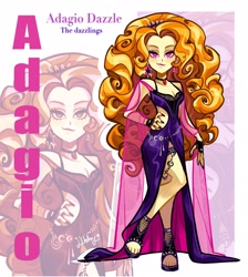 Size: 1832x2048 | Tagged: safe, artist:libbly_libby, derpibooru import, adagio dazzle, human, equestria girls, g4, breasts, cleavage, clothes, dress, feet, female, open-toed shoes, side slit, solo, toes, total sideslit, zoom layer