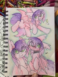 Size: 3024x4032 | Tagged: safe, artist:puppie, derpibooru import, oc, bat, bat pony, colored, crayon drawing, traditional art, unnamed oc