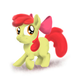 Size: 900x900 | Tagged: safe, artist:tres-apples, derpibooru import, apple bloom, earth pony, pony, g4, bow, female, filly, foal, hair bow, simple background, solo, white background